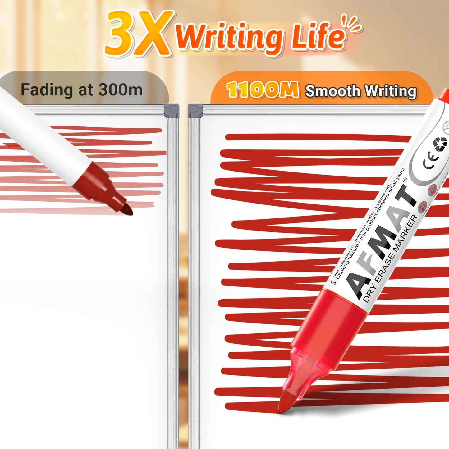 AFMAT 12 Bullet Tip Whiteboard Markers,Red DB10Y4