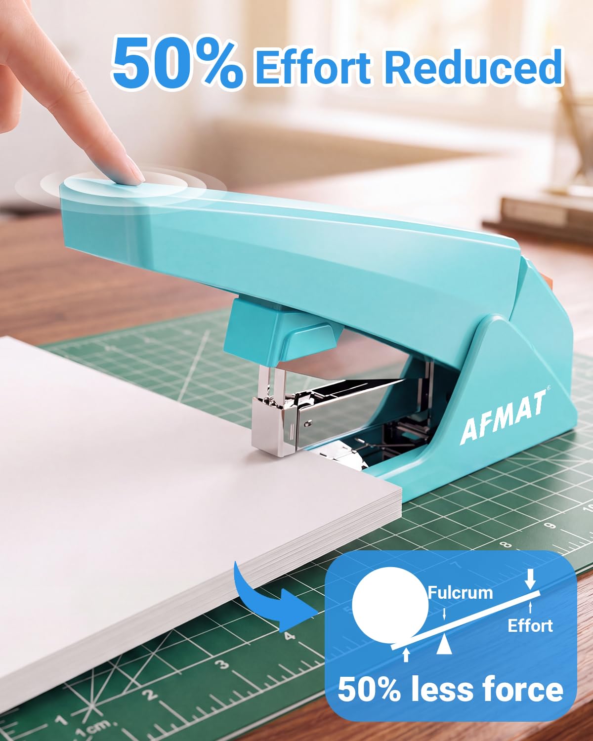 AFMAT ES18 Heavy Duty Stapler, 100-Sheet Effortless Desktop Stapler, ES18BE