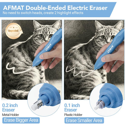AFMAT Electric Eraser, with 140 Eraser Refills, Rechargeable Pencil Erasers for Artists, Electric Erasers for Drafting, Drawing, Painting, Sketching, Architectural Plans, Detailer Tool EE25BL