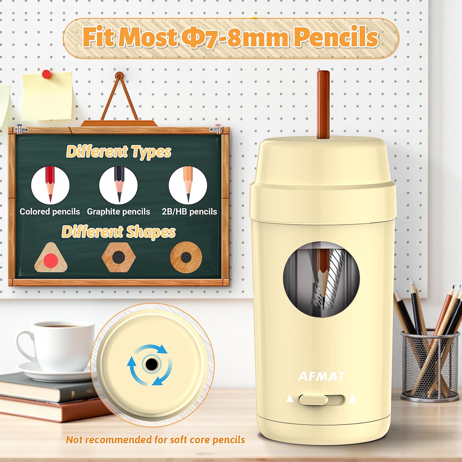 Fully Automatic Rechargeable Pencil Sharpener for φ7-8mm No.2