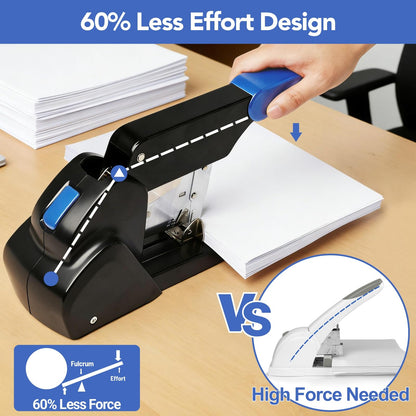 AFMAT Heavy Duty Stapler, 220 Sheets Capacity Stapler for Classroom, 60% Reduced Effort, Jam Free, Adjustable Paper Depth, Metal Desk Office Staplers w/ 50,000+ Uses, Includes 7000Pcs Staples, ES15BL