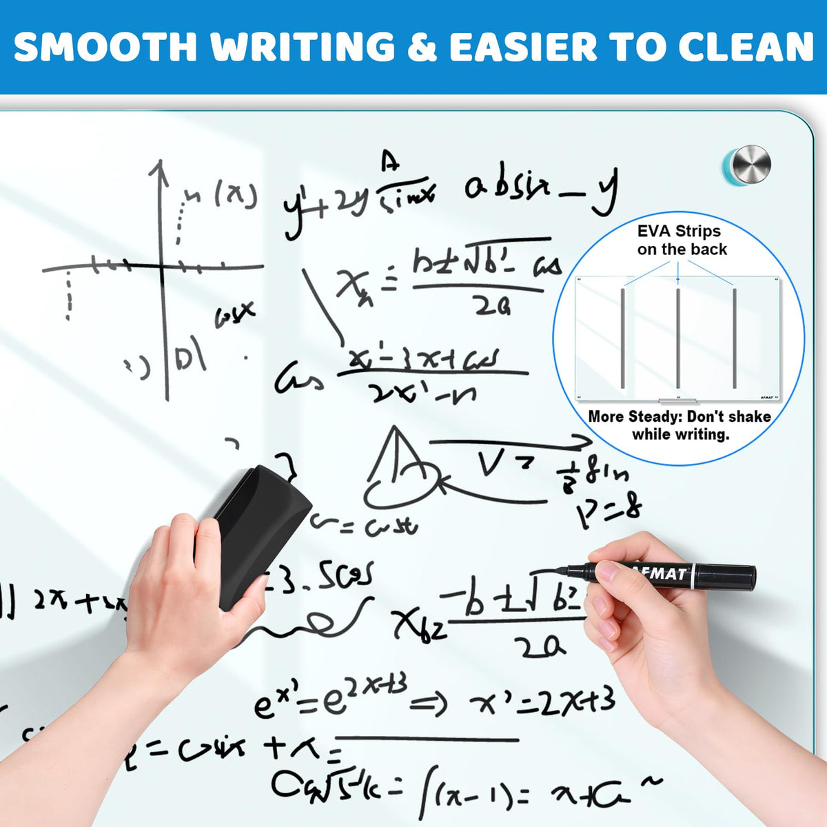 AFMAT Magnetic Glass Dry Erase Board, 72