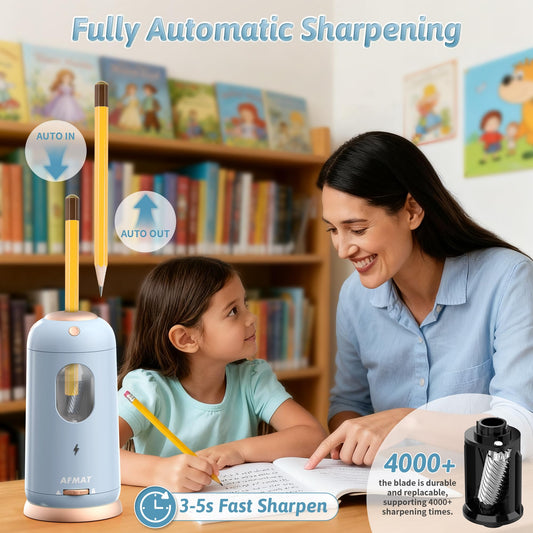 Fully Automatic Rechargeable Electric Pencil Sharpener for 7-11.5mm Colored/Jumbo Pencils,PSC8BL