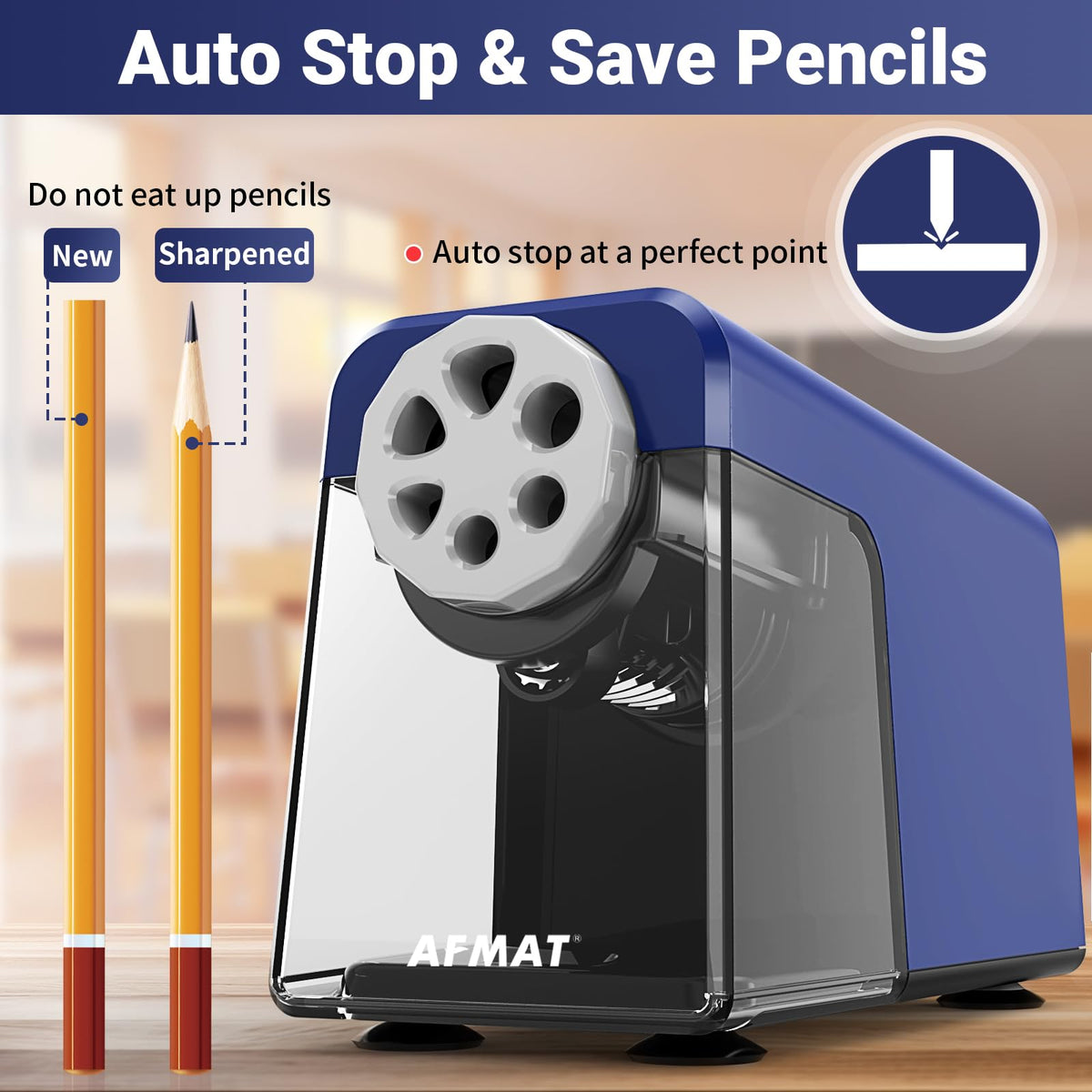 🏫Classroom Must-Haves Every Teacher Needs🏫6-Hole Electric Pencil Sharpener for Classroom, Cordless & Rechargeable & Heavy Duty, for 6-11mm Colored Pencils, 10,000+ Sharpenings,PSD1BL