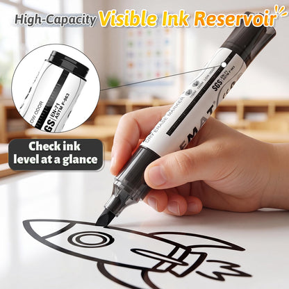 AFMAT Dry Erase Markers, 12-Count Black Whiteboard Markers, Chisel Tip, High-Capacity Liquid Ink for 1,100 Meters Writing Length, w/Visible Ink Level, Low Odor Erasable for Teacher Office Classroom,DB10X7