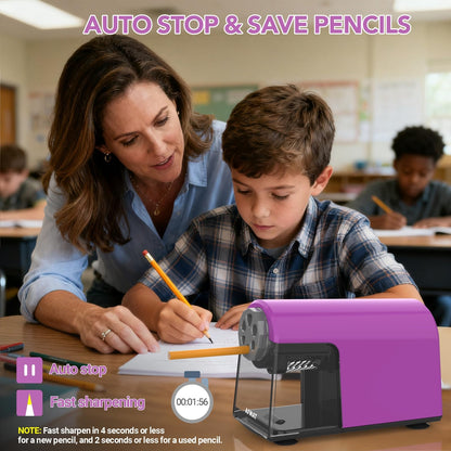 Disponible en France：AFMAT PSD2 Taille-crayon électrique avec boîte à 6 trous - Robuste et rechargeable - Pour crayons de 6 à 11 mm et crayons de couleur - Pour salle de classe, école, bureau