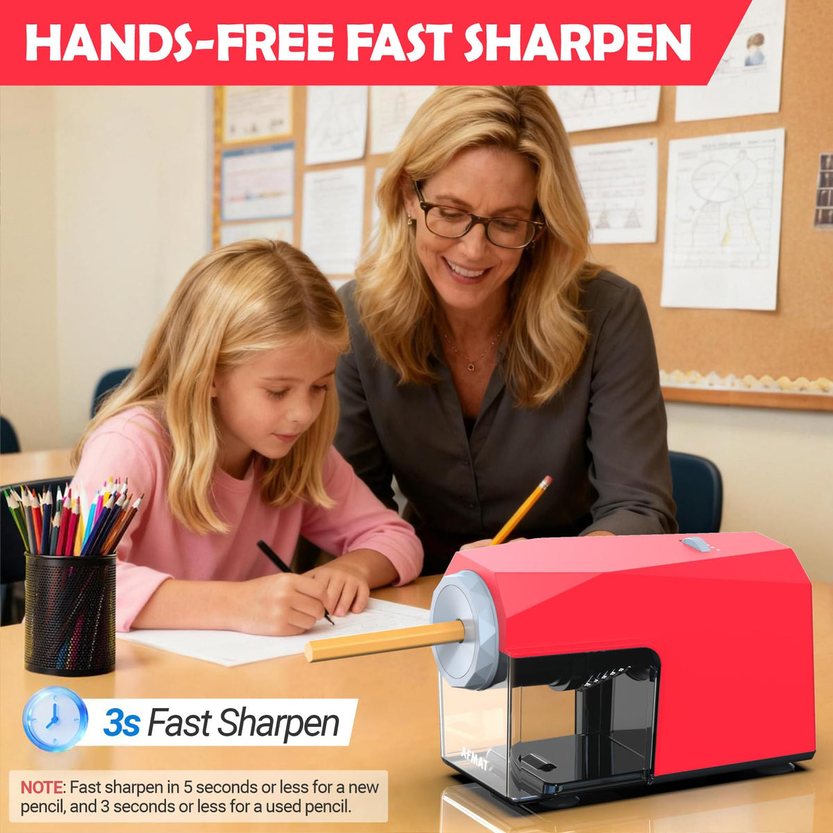 ✅Newest Model With Best Features✅Newly Upgraded Fully Automatic Electric Pencil Sharpener for 6.5-10.5mm No.2/Jumbo/Colored Pencils,3X Longer Cutter Life,PSC4RD