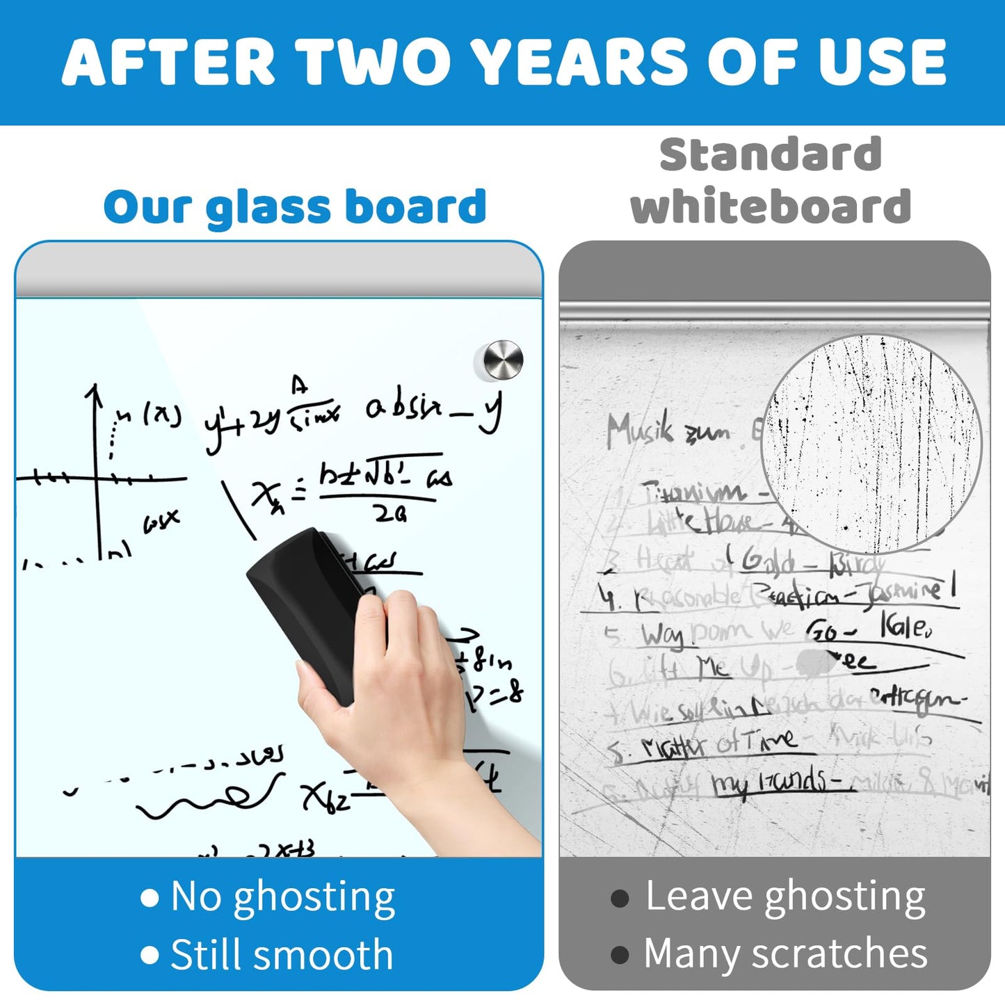 AFMAT Magnetic Glass Dry Erase Board, 72" x 48" Glass Wall Mounted Whiteboard, GB04WH3