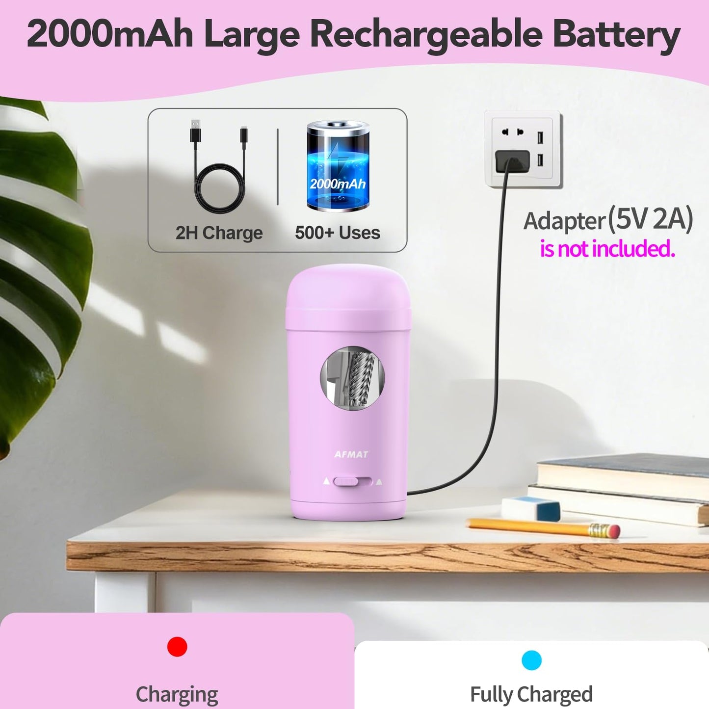 Fully Automatic Rechargeable Electric Pencil Sharpener for φ7-8mm No.2/Colored Pencils,PSX7PR