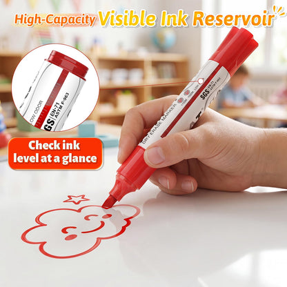 AFMAT Dry Erase Markers, 12-Count Red Whiteboard Markers, Chisel Tip, High-Capacity Liquid Ink for 1,100 Meters Writing Length, w/Visible Ink Level, Low Odor Erasable for Teacher Office Classroom,DB10X4