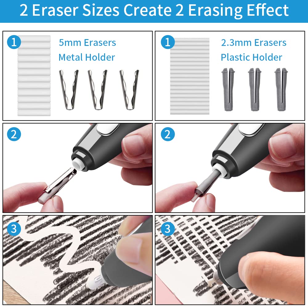 Rechargeable Electric Eraser for Artists, with 140 Eraser Refills, EE15