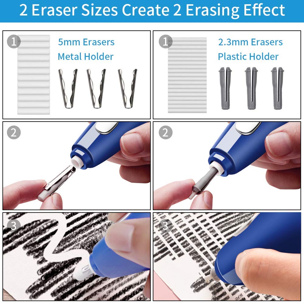Rechargeable Electric Eraser for Artists, with 140 Eraser Refills, EE04