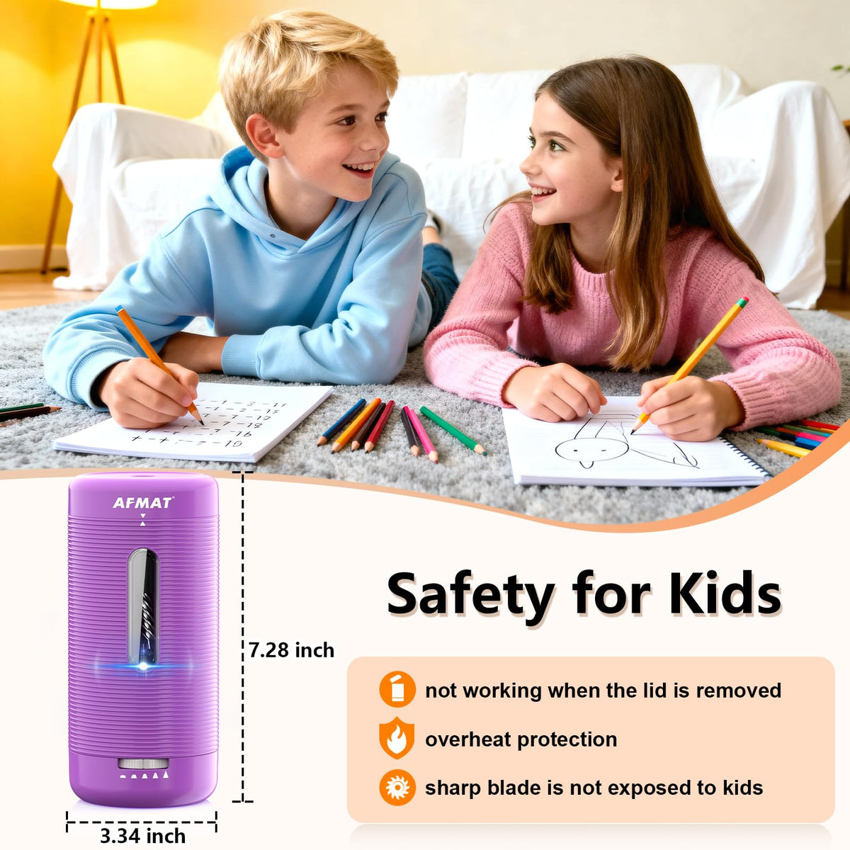 ✅Newest Model With Best Features✅Newly Upgraded Fully Automatic Rechargeable Electric Pencil Sharpener for 6-12mm No.2/Jumbo Pencils, 3X Longer Cutter Life, PSC2PR