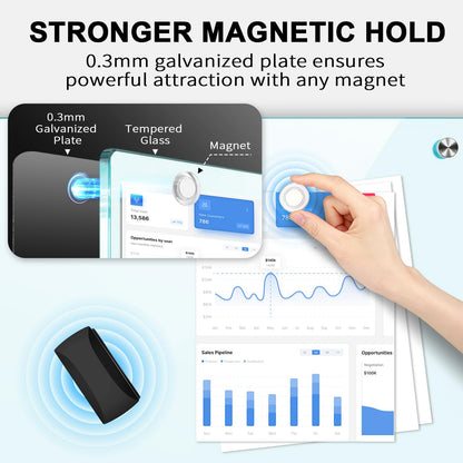 AFMAT Magnetic Glass Whiteboard, 48" x 36" Glass Dry Erase Board, 4mm Tempered Glass w/Strong Magnetic Surface, Large White Board for Wall, Frameless Wall Mounted Black Board for Office Home School,GB04BK1