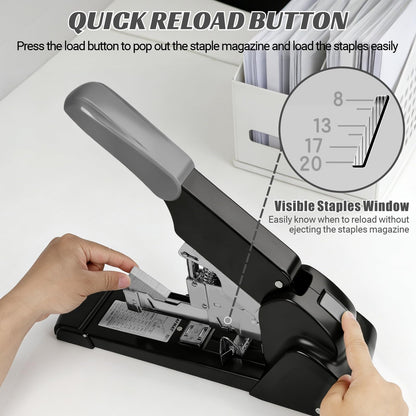 AFMAT Heavy Duty Stapler, 210 Sheet Effortless Stapler for Desk, 60% Reduced Effort, Jam Free, 50,000+ Uses, Adjustable Paper Depth, Metal Office Desktop Staplers, Includes 7000Pcs Staples, ES15GY