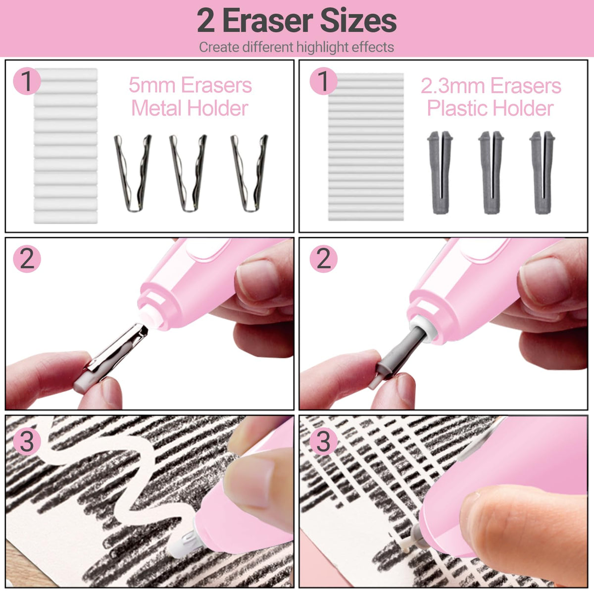 Rechargeable Electric Eraser for Artists, with 140 Eraser Refills, EE15
