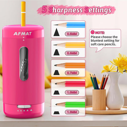 🔵Used-good🔵Newly Upgraded Fully Automatic Rechargeable Electric Pencil Sharpener for 6-12mm No.2/Jumbo Pencils, 3X Longer Cutter Life,PSC3RR