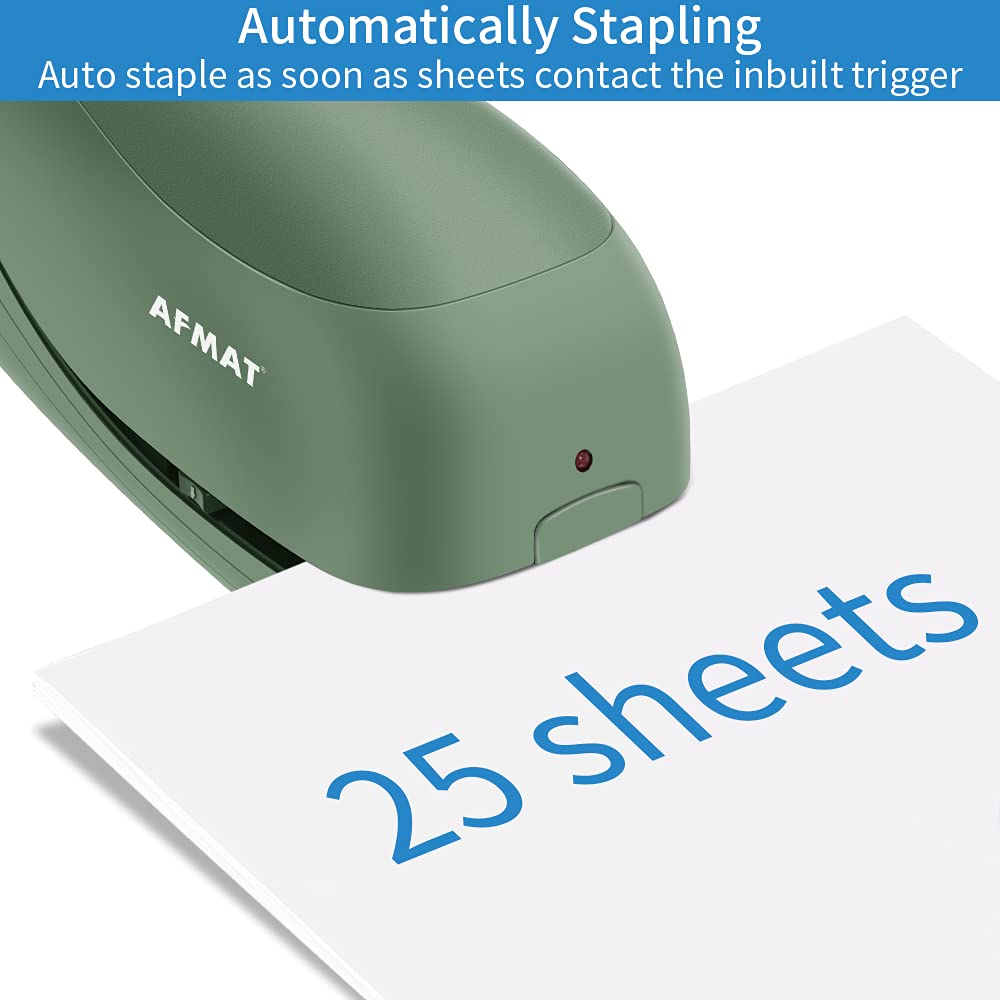 AFMAT ES03 Electric Stapler for Desk, Automatic Stapler Desktop, Office Staplers Electric, with Reload Reminder & Release Button, 25 Sheets Capacit,Black