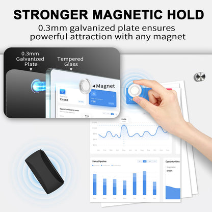 AFMAT Magnetic Glass Whiteboard, 48" x 36" Glass Dry Erase Board, 4mm Tempered Glass w/Strong Magnetic Surface, Large White Board for Wall, Frameless Wall Mounted Black Board for Office Home School,GB04BK1