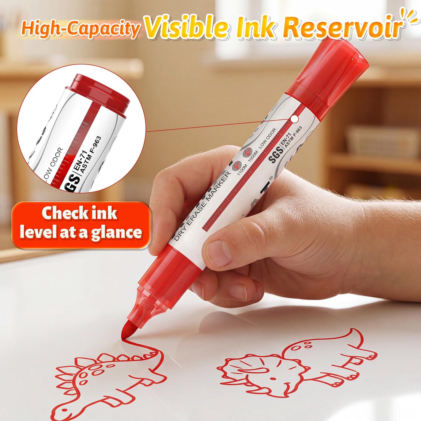 AFMAT 12 Bullet Tip Whiteboard Markers,Red DB10Y4