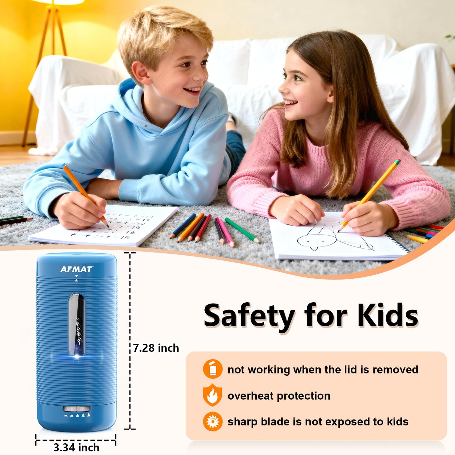 ✅Newest Model With Best Features✅Newly Upgraded Fully Automatic Rechargeable Electric Pencil Sharpener for 6-12mm No.2/Jumbo Pencils, 3X Longer Cutter Life, PSC2BS