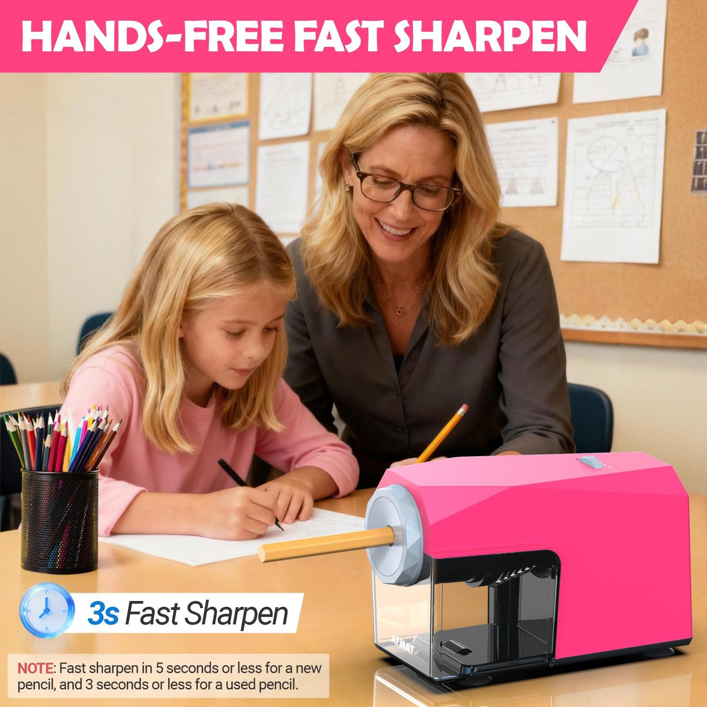 Newly Upgraded Fully Automatic Electric Pencil Sharpener,3X Longer Cutter Life,PSC4GN