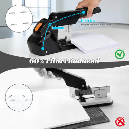 AFMAT Heavy Duty Stapler, 210 Sheet Staplers for Desk with 7000 Staples, Jam-Free, 50000+ Uses, 60% Reduced Effort, Easy Reload, Adjustable Paper Guide, Large Metal Manual Office Staplers, ES15BK