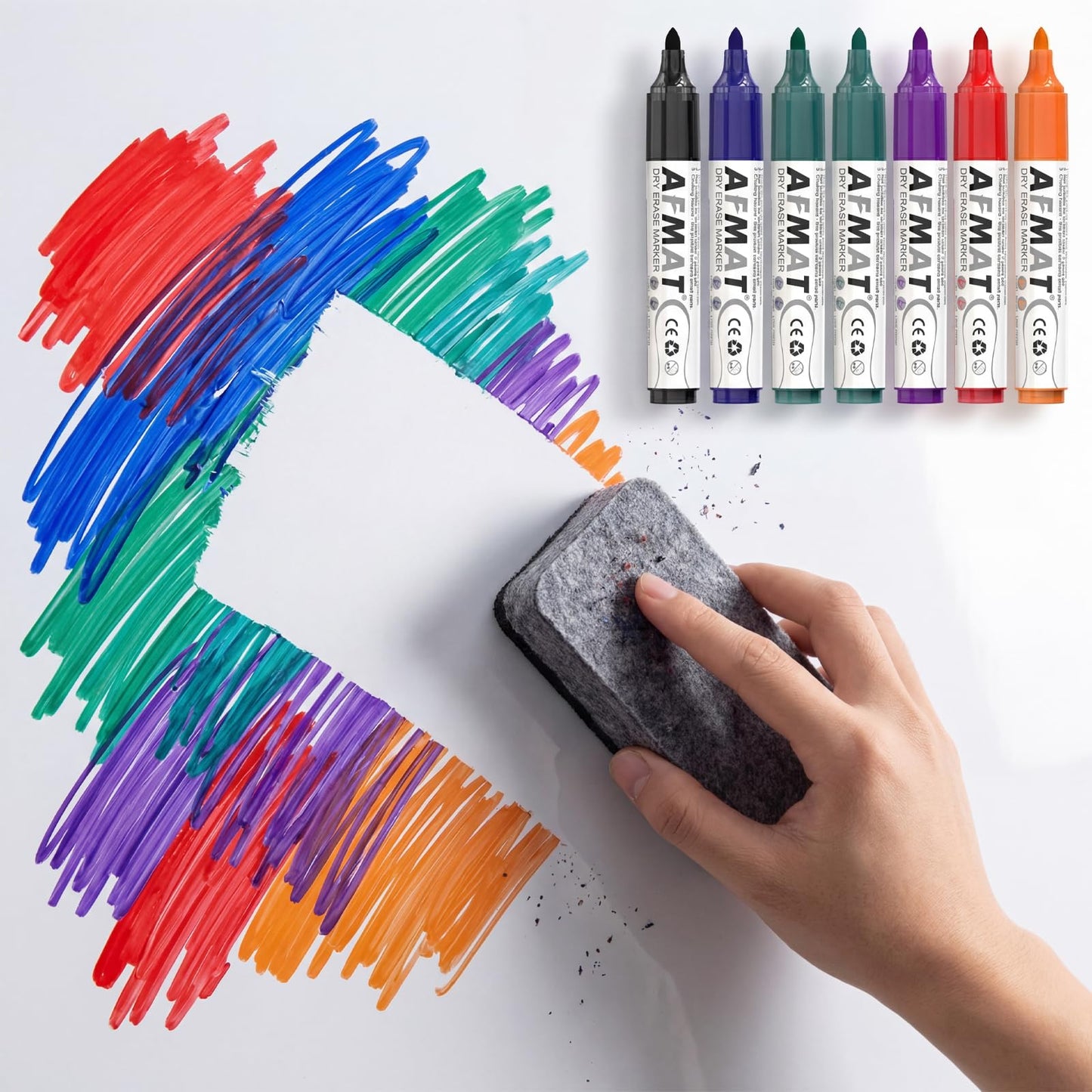 AFMAT Dry Erase Markers, 12-Count Whiteboard Markers, 1,100 Meters Writing Distance, Low Odor White Board Markers for Teacher Office Classroom (6 Bullet Tip + 6 Chisel Tip),DB102