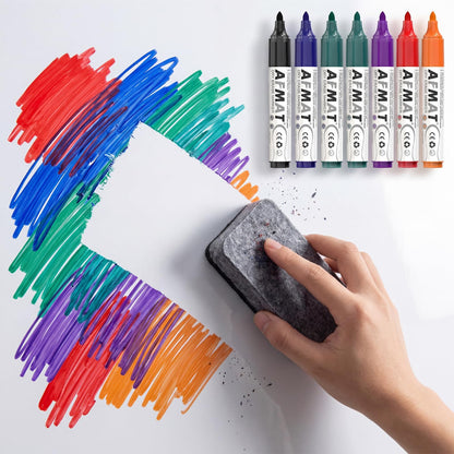 AFMAT Dry Erase Markers, 12-Count Whiteboard Markers, 1,100 Meters Writing Distance, Low Odor White Board Markers for Teacher Office Classroom (6 Bullet Tip + 6 Chisel Tip),DB102