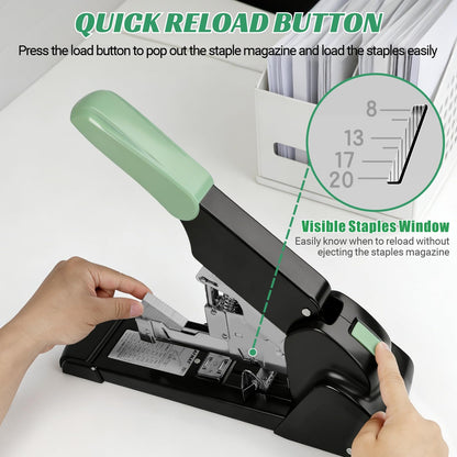 AFMAT Heavy Duty Stapler, 210 Sheet Effortless Stapler for Desk, 60% Reduced Effort, Jam Free, 50,000+ Uses, Adjustable Paper Depth, Metal Desktop Staplers for Office, Includes 7000Pcs Staples, ES15GN