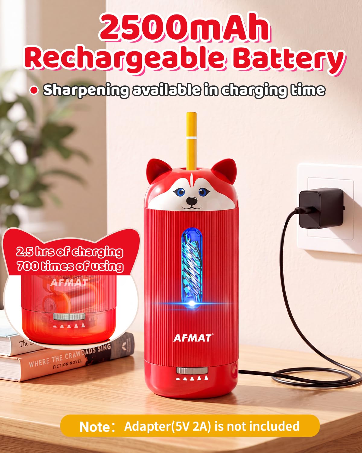 💥Limited Edition!🐶Cutest Animal Collection Is Here🐶✅Newest Model With Best Features✅AFMAT Electric Pencil Sharpener, Fully Automatic Pencil Sharpener,for Jumbo/Colored Pencils (φ6.5-12mm) PSJ1RD