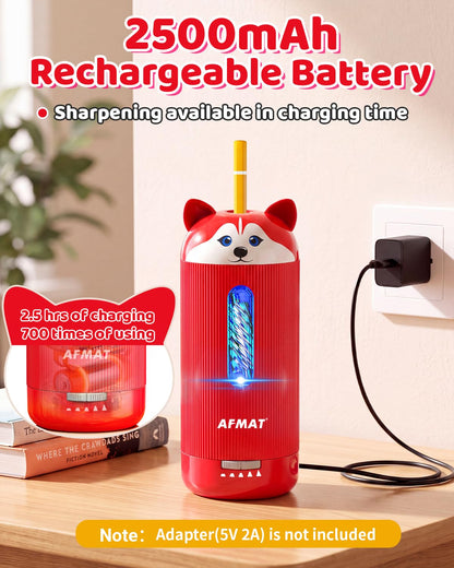 💥Limited Edition!🐶Cutest Animal Collection Is Here🐶✅Newest Model With Best Features✅AFMAT Electric Pencil Sharpener, Fully Automatic Pencil Sharpener,for Jumbo/Colored Pencils (φ6.5-12mm) PSJ1RD