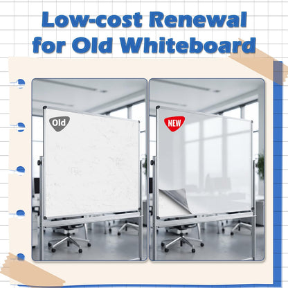 AFMAT White Board Dry Erase Paper, 48" x 36" Whiteboard Wallpaper, with 4 Markers, Stain-Proof & Super Sticky, No Ghost, 4' x 3' Peel and Stick Dry Erase Board Paper Roll for Wall/Home/Office,WS23E
