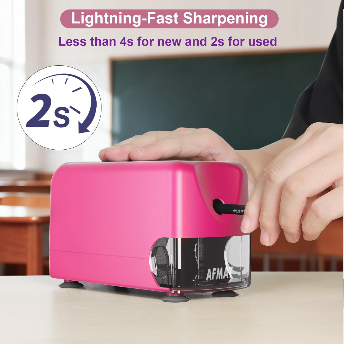 🏫Classroom Must-Haves Every Teacher Needs🏫Electric Pencil Sharpener for Classroom, Cordless & Rechargeable & Heavy Duty, for 6-11mm Pencils, 10,000 Sharpenings,Battery Powered with Adapter,PSD3PKB