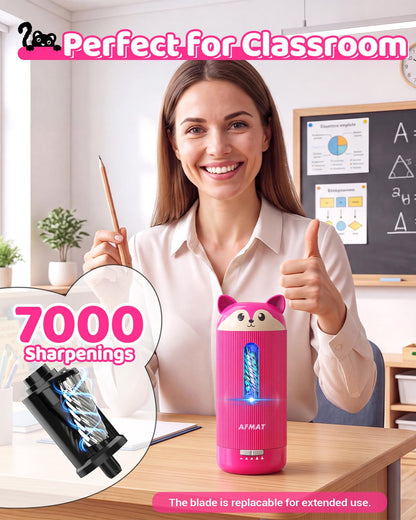 💥Limited Edition!🦊Cutest Animal Collection Is Here🦊✅Newest Model With Best Features✅AFMAT Electric Pencil Sharpener, Fully Automatic, for 6.5-12mm Pencils Rechargeable & Cordless,PSJ4RR