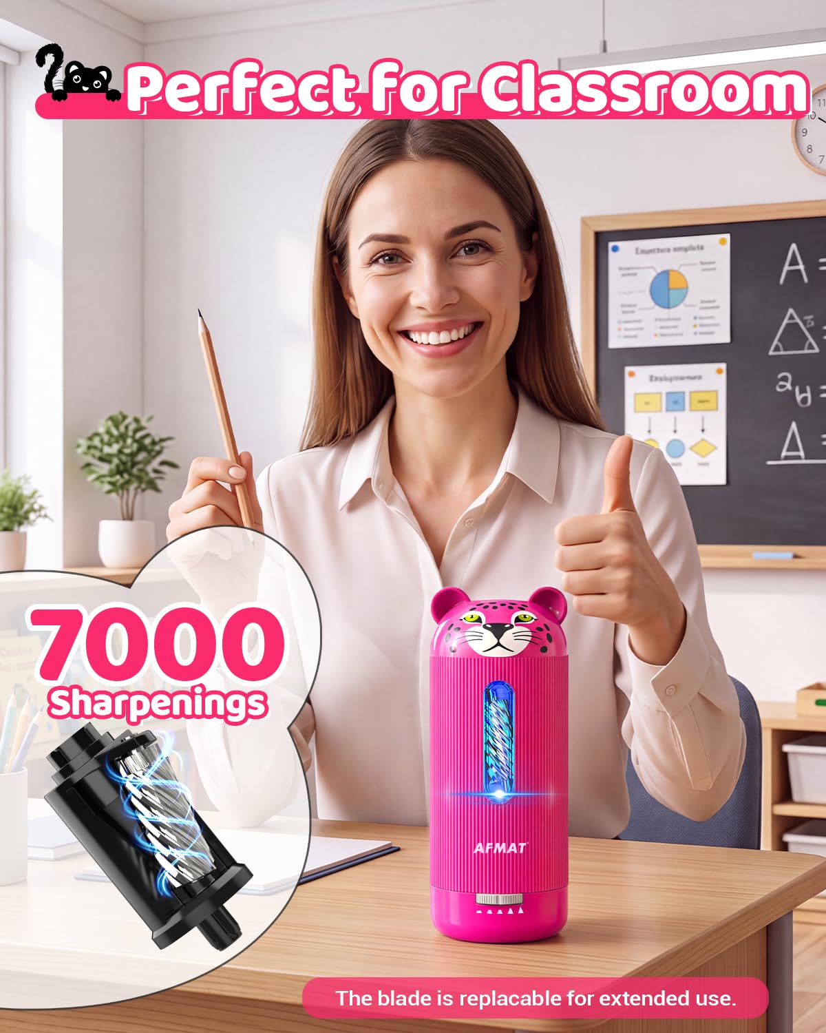✅Newest Model Best Features✅ AFMAT PSY1 Electric Pencil Sharpener, Fully Automatic, for 6.5-12mm Pencils,PSY1RR