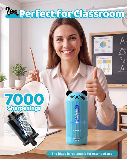 💥Limited Edition!🐼Cutest Animal Collection Is Here🐼✅Newest Model With Best Features✅AFMAT Electric Pencil Sharpener, Fully Automatic, for 6.5-12mm Pencils Rechargeable & Cordless,PSY3CY