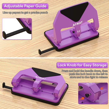 AFMAT HP20 Heavy Duty 3 Hole Punch, 60% Reduced Effort, 50-Sheet 3 Hole Puncher for Binder, 10,000+ Uses