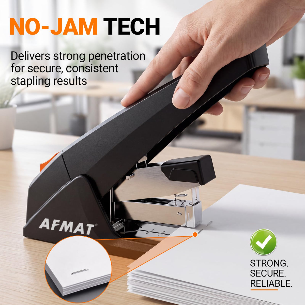 AFMAT ES18 Heavy Duty Stapler, 100-Sheet Effortless Stapler for Desk