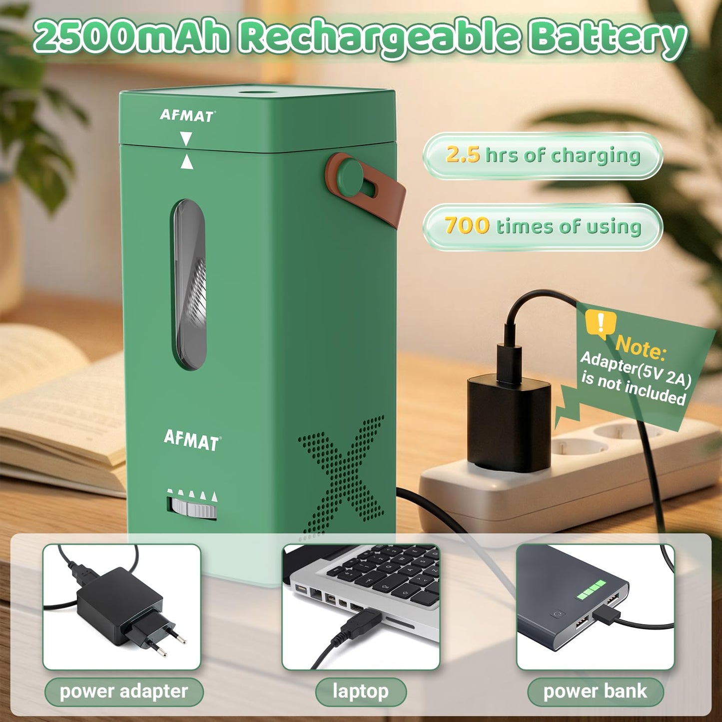 Newly Upgraded Fully Automatic Rechargeable Electric Pencil Sharpener for 6-12mm No.2/Jumbo Pencils, 3X Longer Cutter Life,PSC6GN