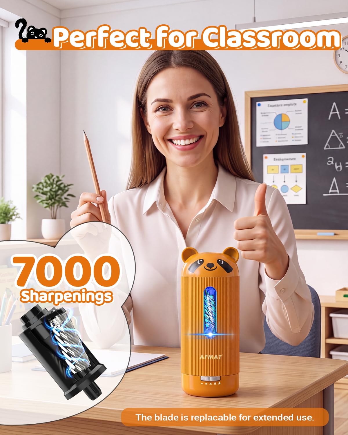 ✅Newest Model Best Features✅ AFMAT PSY3 Electric Pencil Sharpener, Fully Automatic, for 6.5-12mm Pencils,PSY3BN
