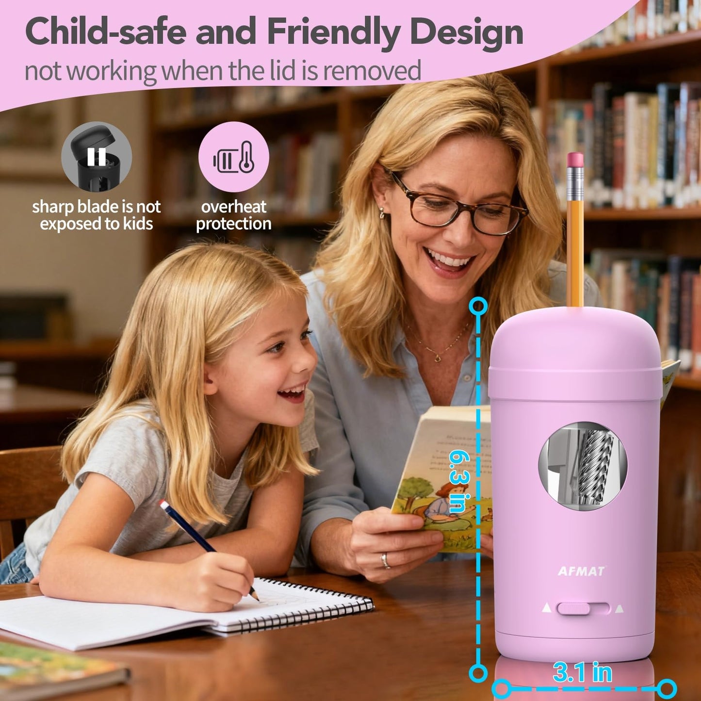 Fully Automatic Rechargeable Electric Pencil Sharpener for φ7-8mm No.2/Colored Pencils,PSX7PR