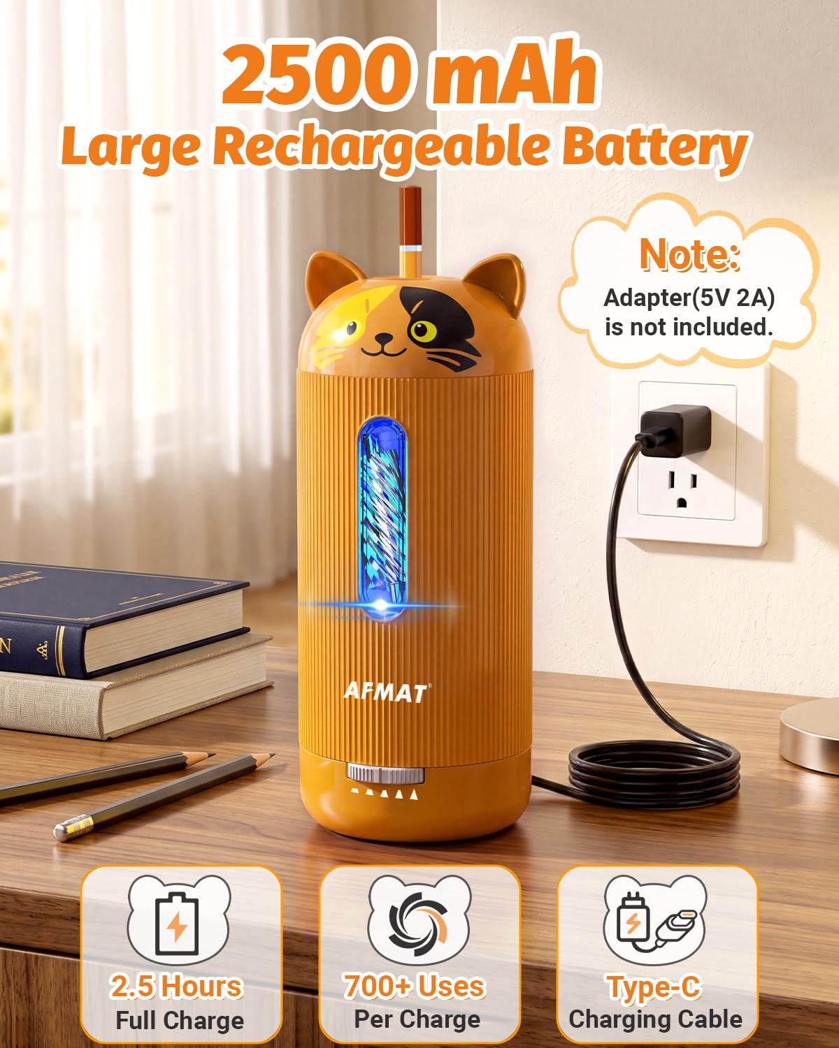 AFMAT Electric Pencil Sharpener, Fully Automatic, for 6.5-12mm Pencils