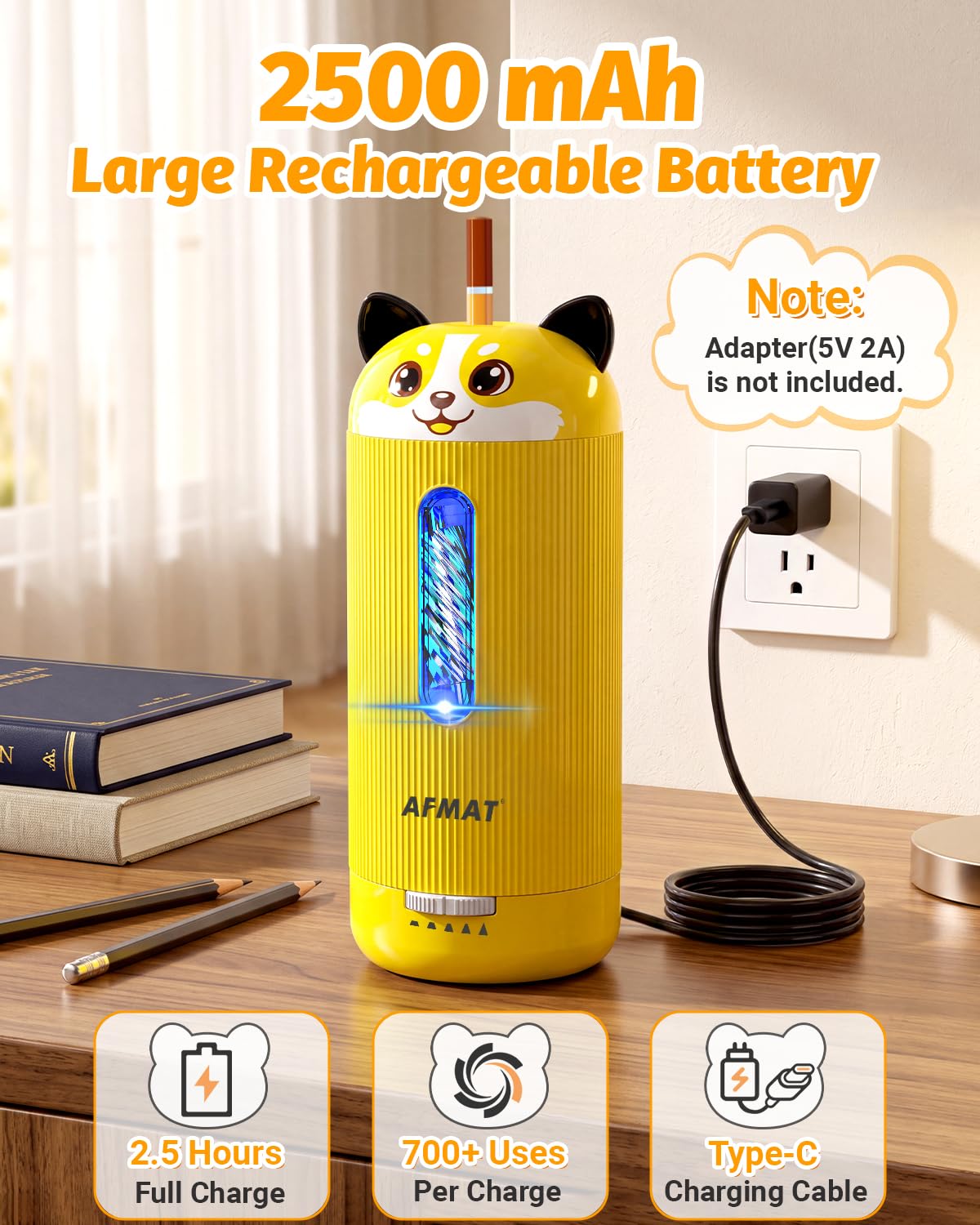 AFMAT Electric Pencil Sharpener, Fully Automatic, for 6.5-12mm Pencils