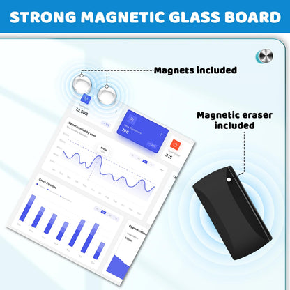 AFMAT Magnetic Glass Dry Erase Board, 72" x 48" Glass Wall Mounted Whiteboard, GB04WH3