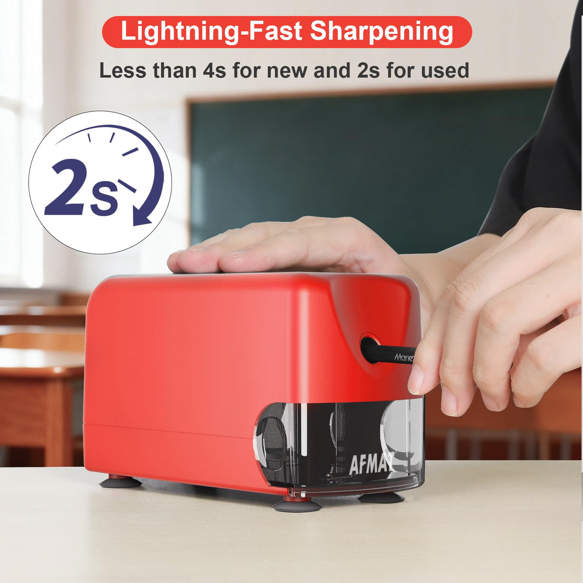 🏫Classroom Must-Haves Every Teacher Needs🏫Electric Pencil Sharpener for Classroom, Cordless & Rechargeable & Heavy Duty, for 6-11mm Pencils, 10,000 Sharpenings,Battery Powered with Adapter,PSD3RDB