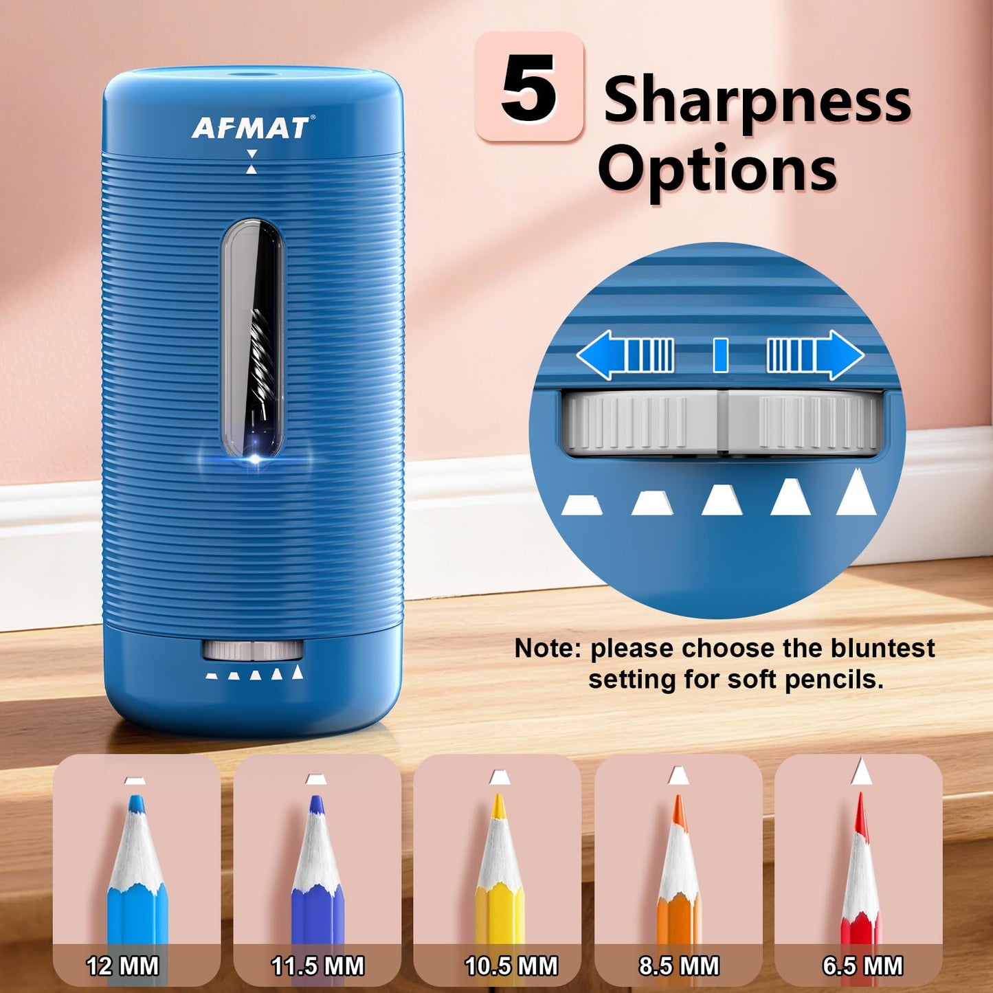 ✅Newest Model With Best Features✅Newly Upgraded Fully Automatic Rechargeable Electric Pencil Sharpener for 6-12mm No.2/Jumbo Pencils, 3X Longer Cutter Life, PSC2BS