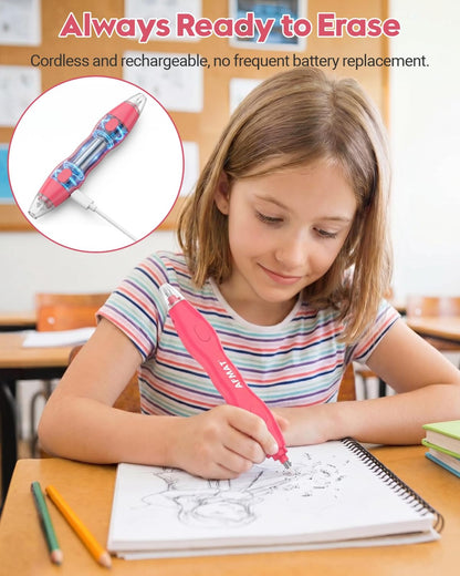 AFMAT Electric Eraser, with 140 Eraser Refills, Rechargeable Pencil Erasers for Artists, Electric Erasers for Drafting, Drawing, Painting, Sketching, Architectural Plans, Detailer Tool EE25RD
