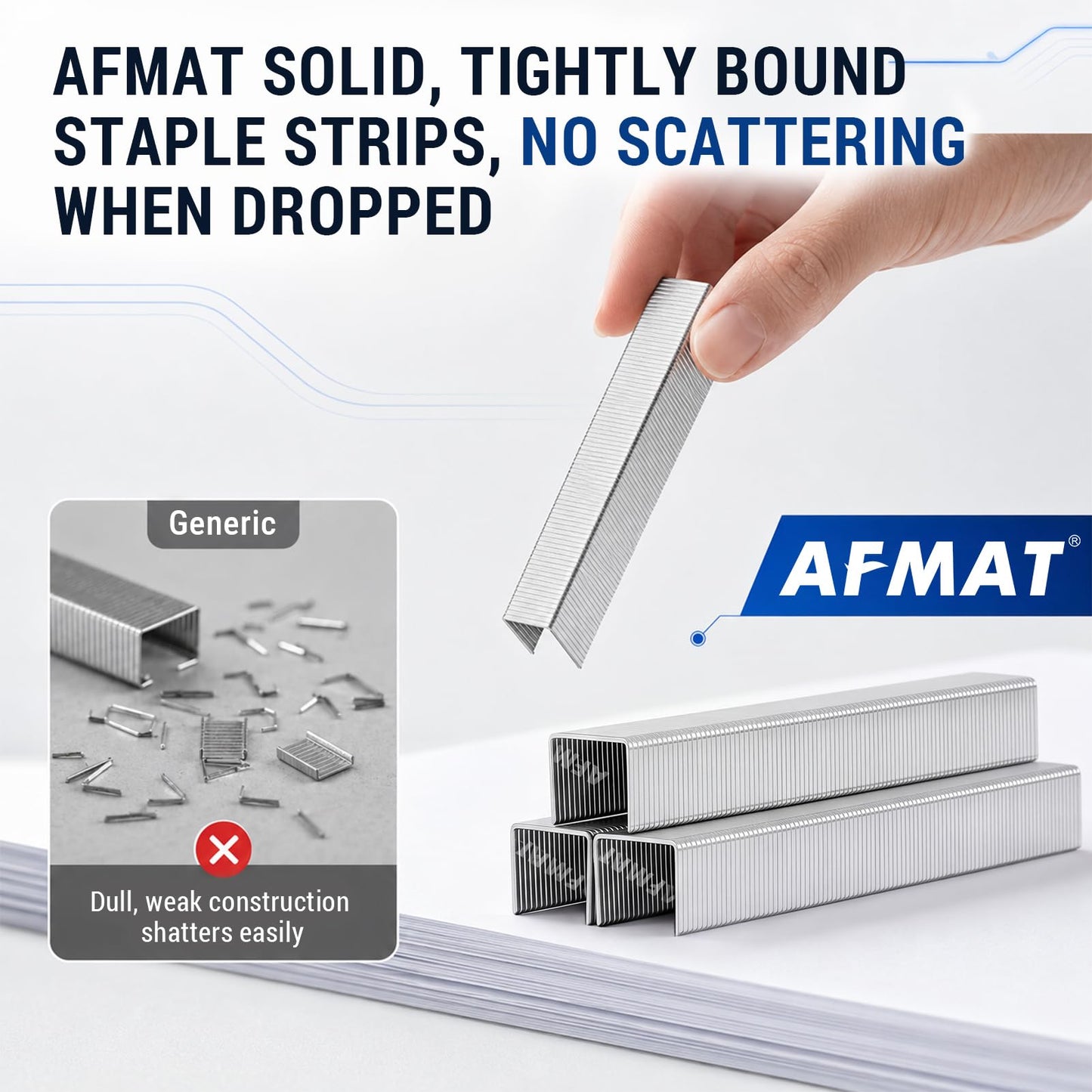 AFMAT Heavy Duty Staples 23/10, High Carbon Steel, Rust-Proof & Jam-Free, 3/8" Staples for Heavy Duty Stapler, 3000 Pcs, Ideal for Office Supplies, School Supplies, and Home Use