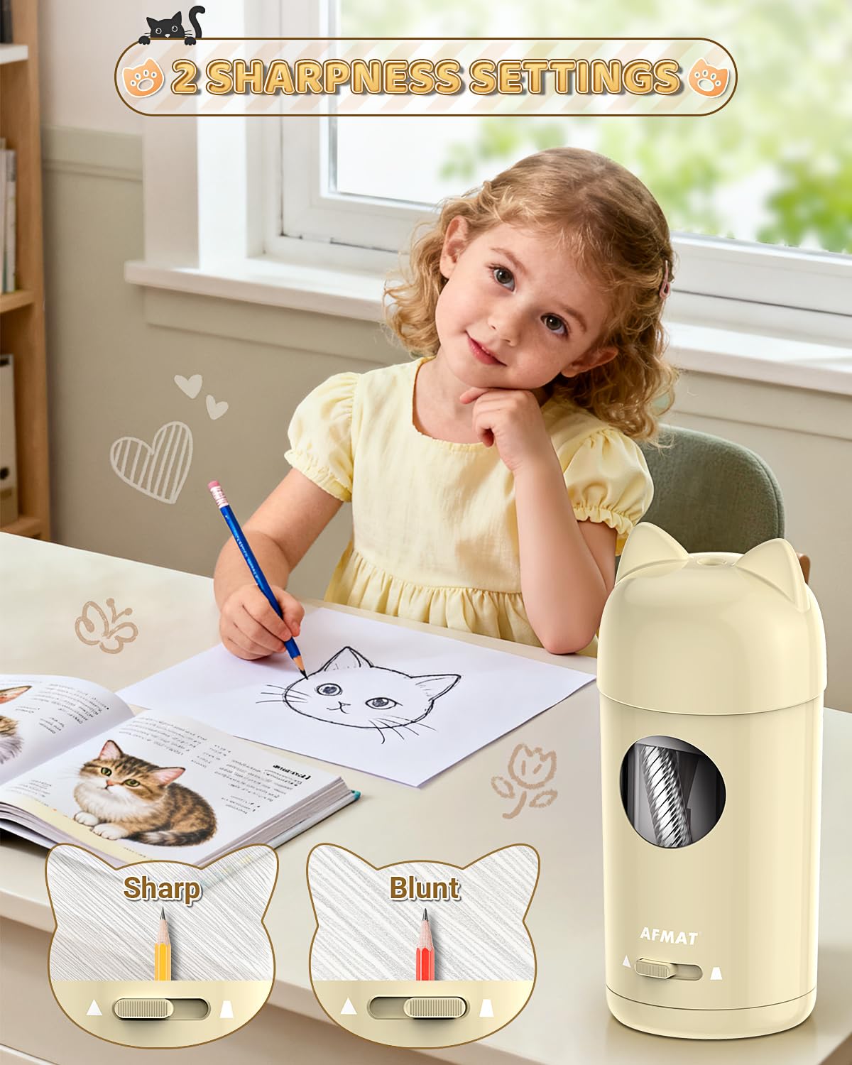 🎀Perfect Gift For A Teacher🎀Fully Automatic Rechargeable Electric Pencil Sharpener for φ7-8mm No.2/Colored Pencils,PSX9GD